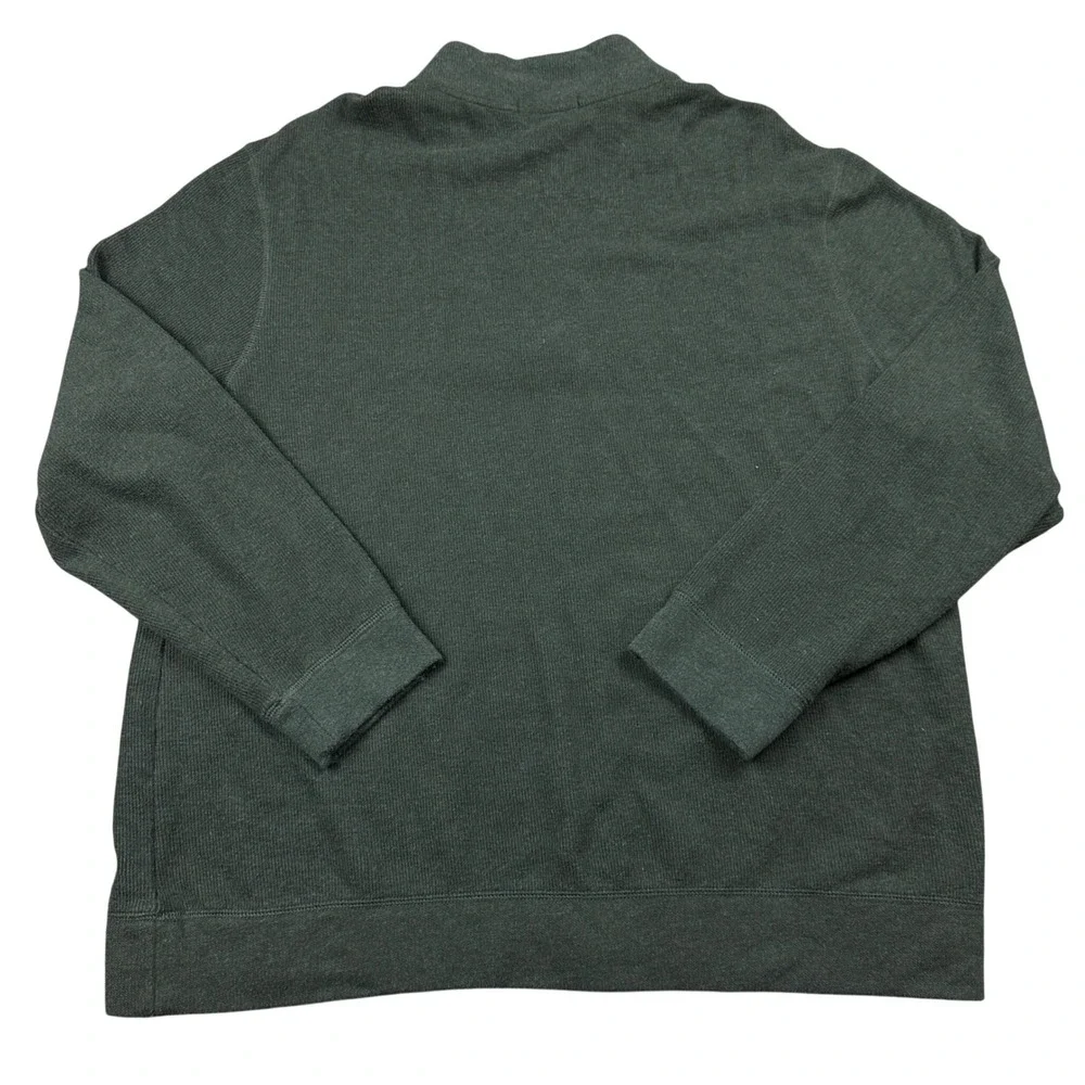 Banana Republic Mens XXL Quarter Zip Pullover Sweater Dark Green Ribbed Texture